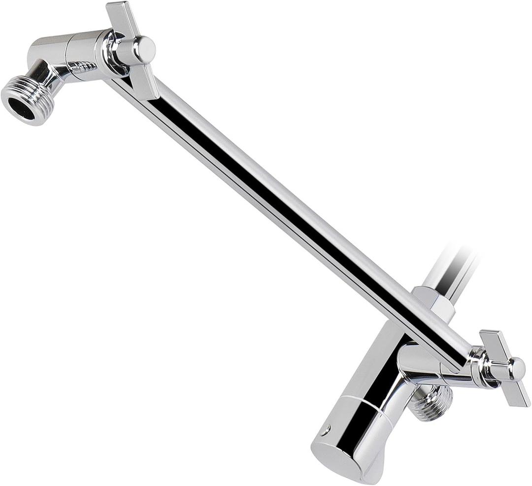 NearMoon Adjustable Shower Arm Universal Connection, Solid Stainless Steel Extension Arm, Adjust Angle to Upgrade Shower Experience, Easy to Install, Anti-leak (with Diverter Valve)