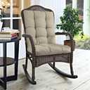 Magpie Fabrics Outdoor Rocking Chair Cushion Set, Tufted Pad for Rocking Chairs with Ties, Seat 19" x 18"/Back 28" x 19", Taupe