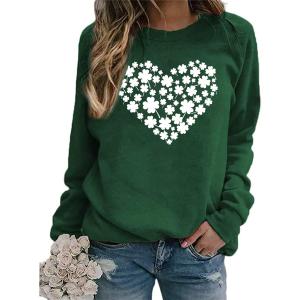 St Patricks Day Sweatshirt Women St Patricks Day Shirt Funny Shamrock Sweater Irish Lucky Long Sleeve Pullover Tops (XL)