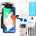 for iPhone X Screen Replacement 5.8 inch, LCD 3D Touch Display Digitizer Assembly with Repair Tools - Model A1901, A1902, A1865