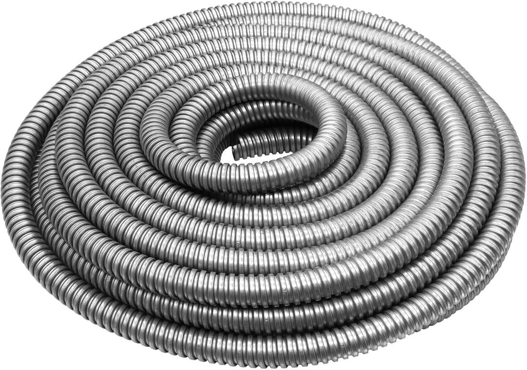 1/2 inch x 25ft Flexible Electrical Conduit, Iron Galvanized Access Line Conduit, Greenfield Flex Conduit, for Manage and Protect Home and Industrial Wires