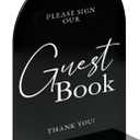 Guest Book With Stand - 5"x7" Black Arched Acrylic Wedding Sign and Base, 1/8" Thick | Modern Calligraphy Arch TableTop for Wedding Reception & Event Party Table