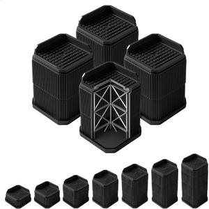Heavy Duty Sofa Risers 3.7 Inch, Industrial-Grade Desk Raise Blocks for Couch, Table, Bed, Refrigerator, Washing Machine  Anti-Slip, Shock Absorbing, Quiet, Supports up to 4000 lbs(Black)