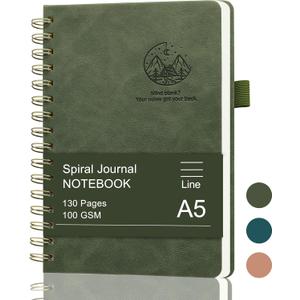 2 x Lined Spiral Journal for Women & Men, A58.46 Hardcover Spiral Notebook for Work,Note Taking, Journals for Writing,100 GSM, College Ruled 130 pages -Dark Green