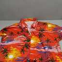 SEAOYOZO Men's Hawaiian Shirt Short Sleeve Tropical Button Down Floral Vacation Beach Shirts Wrinkle Free Stretchy Breathable Sunset Palm Red Print XL