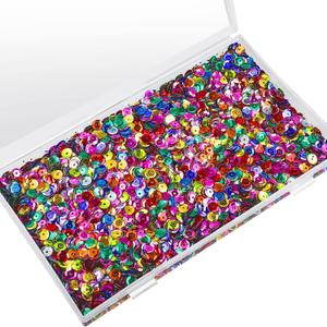 Dingion 40000 Pieces Bulk Sequins for Craft Holiday 6 mm DIY Sequins Loose Sequin for Jewelry Craft Making with Plastic Box, 160 Grams(Simple Color)