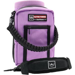 NATURE PIONEOR Water Bottle Holder with Strap 25 32 40 64 oz Insulated Water Bottle Carrier Sling Sleeve for Hiking,Outdoor Camping,Gym (Purple)