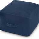 MeMoreCool Square Stuffed Pouf Ottoman Foot Rest, Floor Pouf Foot Stool with Foam Chunk Filling, Soft Stuffed Ottoman Footrest for Living Room, Navy
