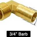 Joywayus Brass Hose Fittings 90 Degree Elbow 3/4" Barb to 1/2"NPT Male Water/Fuel/Air(Pack of 2)