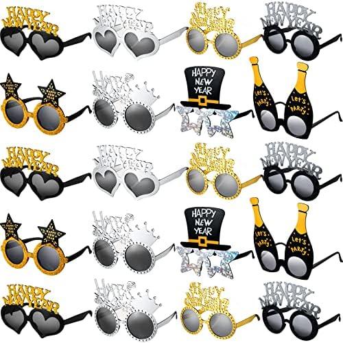 Sratte 26 Pcs 2026 Happy New Year Glasses Plastic New Years Eve Party Eyeglasses Happy Newyear Glasses Photo Prop Supplies for Adults Newyears Party Newyear's Day Celebration Supplies Favors Decor