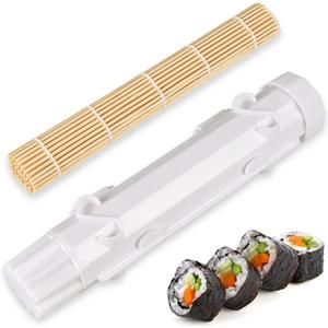 Sushi Bazooka Maker, Food Grade Plastic Sushi Roller Kit, Molds for Crafting with Rice,Vegetables,and Meat (White)