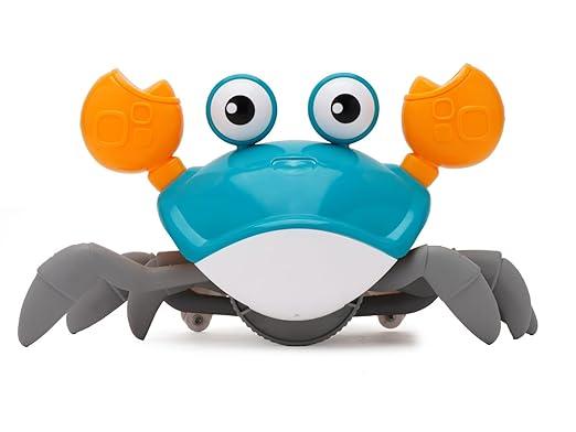 Crawling Crab Toy for Babies & Toddlers | Rechargeable Musical Moving Toy with LED Lights | Sensor Obstacle Avoidance Tummy Time Toy | Interactive Educational Gift for Kids 6 Months+