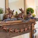 8.2ft Chocolate Foam Easter Bunny Banner Neutral Brown Bunny Garland Farmhouse Hanging Decoration Easter Spring Party Supplies for Mantel, Fireplace, Wall Home Office Decor