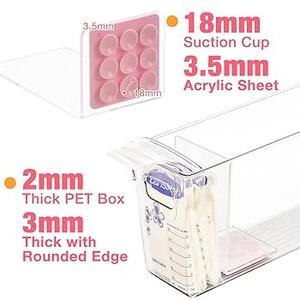 Breastmilk Storage Container with L Shaped Separator Boards, Dividers Will Flatten Standing Breast Milk Bags in Organizer Bins Save Refrigerator Space | 2 Containers-Pink