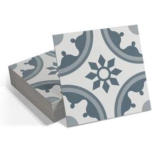 16-Pack Peel and Stick Floor and Wall Tile for Kitchen Bathroom, 9" x 9" Stone Composite Self Adhesive Vinyl Flooring Patterned Blue Waterproof Backsplash Tile, Covers 9.12 Sq Ft. 