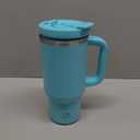 32 oz Tumbler with Handle and Straw: Stainless Steel Insulated Tumbler Keeps Cold for 24 Hours, Leakproof Travel Cup Fits in Cup Holder and BPA-Free,Aquamarine Blue