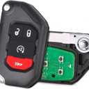 3+1 Buttons Flip Smart Remote Key Fob Replacement Fits for Jeep Wrangler 2018-2025 Gladiator 2019-2025, FCC ID: OHT1130261, P/N: 68416784AB, 68416784AA, 68416784