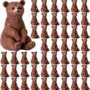 100 Pcs Brown Resin Bear Figurines Bulk Mini Resin Bear Miniature Realistic Animals Family Figures Toy Set Adorable Garden Accessories for Mini Cupcake Toppers Micro Landscape Bookcase Scene