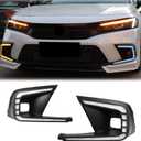 LED Fog Lights White Daytime Running Lights (DRL) Amber Turn Signal Lights Blue Low Beam Lights Compatible with 2022-2024 11th Gen Honda Civic Sedan