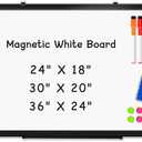Double-Sided Magnetic Black Aluminum Frame Whiteboard, 36" x 24" | White Board for Wall, Hanging Mounting White Board Dry Erase Board Marker Board for Kitchen, Memo, School, Home, Office