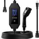 16 Amp Level 1/2 EV Charger, 110V-240V, with NEMA 6-20 Plug/5-15 Adapter | with 25ft Cable, Portable EV Charger, J1772 Charger Compatible with All EVs