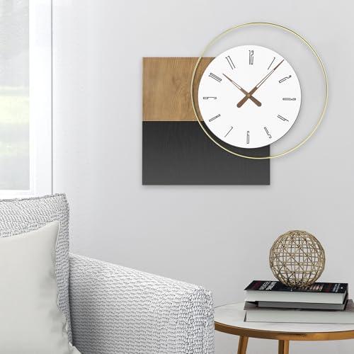 HOITUZYUS 14x20 Inches Modern Wall Clock Battery Operated, Wooden Decorative Analog Clocks with Silent Quartz, Minimalist Art Decor for Living Room, Office, Bedroom