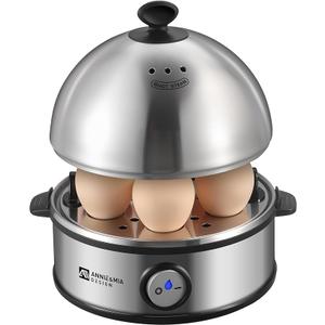 Annie & Mia Design Electric Egg Cooker, All Stainless Steel 7 Egg Capacity egg boiler, 360W, Hard, Medium, Soft Boiled Egg Poacher, egg steamer, Multi-function, Auto Shut-Off Function, BPA-free