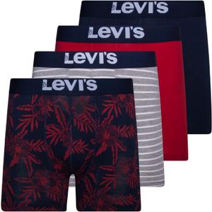 Levi's Mens Boxer Briefs Breathable Stretch Underwear 4 Pack (Small, Red Hib)