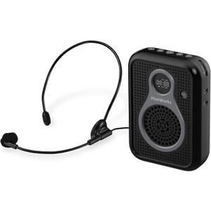HaoWorks Portable Lightweight Mini Voice Amplifier and Wired Headset Microphone with Speaker for Teachers 10W Rechargeable Wearable Personal PA Loudspeaker for Instructor,Tour Guide,Classroom (Black)