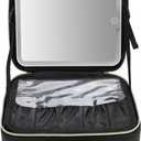 Haofy Portable LED Makeup Bag Stylish Large Capacity 3 Color Lights Dimmable Travel Makeup Bag LED Mirror (Black)