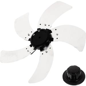 Round Bore Fan Blade 5 Leaves Replacement Electric Fan Leaves 16 Inch Metal Blades Replacement with Nut Cover Pedestal Table ner Part for Home (36.6X36.6cm)