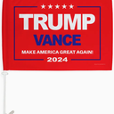 Trump Vance 2024 Flag for Car Red Bandera para Carros Window Clip Pole Mount Kit Rally Shooting 2024 Poster Auto Decor MAGA Sign Outdoor Decorations Republican Gift Made in USA