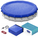 POOLHACKER 2026 Upgrade 18FT Round Winter Pool Cover for Above Ground Pools
4 Foot Overlap, Extra-Thick 185 GSM Fabric, Handles -10°F Weather, Windproof, Tear-Resistant, Waterproof, UV Protection