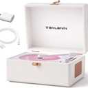 Vintage Portable CD Player with Built-in Speakers, Bluetooth Input & Output, LED Display, Retro Suitcase Design – Perfect Music Gift for Home, Relaxation & Stylish Décor, White