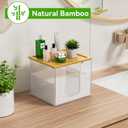 VITVITI Disposable Face Towel Holder Box, Acrylic Facial Towel Container for XL Clean Skin Club, Large Disposable Face Towels Storage with Bamboo Lid, for Bathroom, Vanity Makeup, Clear