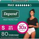 Depend Fresh Protection Adult Incontinence & Postpartum Bladder Leak Underwear for Women, Disposable, Maximum, Small, Blush, 80 Count (2 Packs of 40)