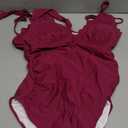 Charmo Scallop Trim Maternity Swimsuit One Piece V Neck Pregnancy Bathing Suit Ruched Swimwear Cutout Tie Back (Large, Wine Red)