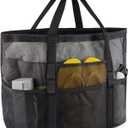 Mesh Beach Bag - Large Tote Bag for Family, Toys & Vacation Essentials (Black)