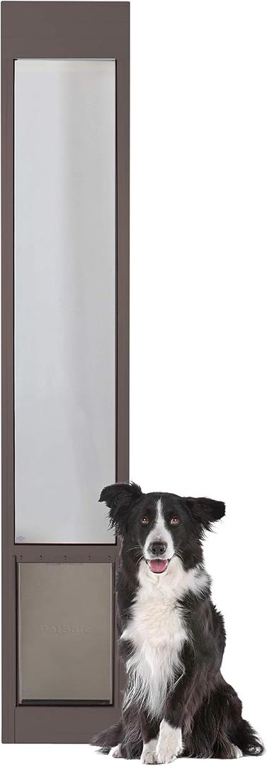 PetSafe 1-Piece Sliding Glass Pet Door for Dogs and Cats - Adjustable Height up to 80 11/16"- Large, Bronze, No-Cut DIY Install, Aluminum Patio Panel Insert, Great for Renters or Seasonal Installation