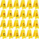 24 Pack Industrial Warning Signs Mini Traffic Caution Wet Floor Plastic Signage for Workplace Safety
