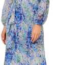 Adrianna Papell Women's Long Printed Gown (12, Blue Multi)