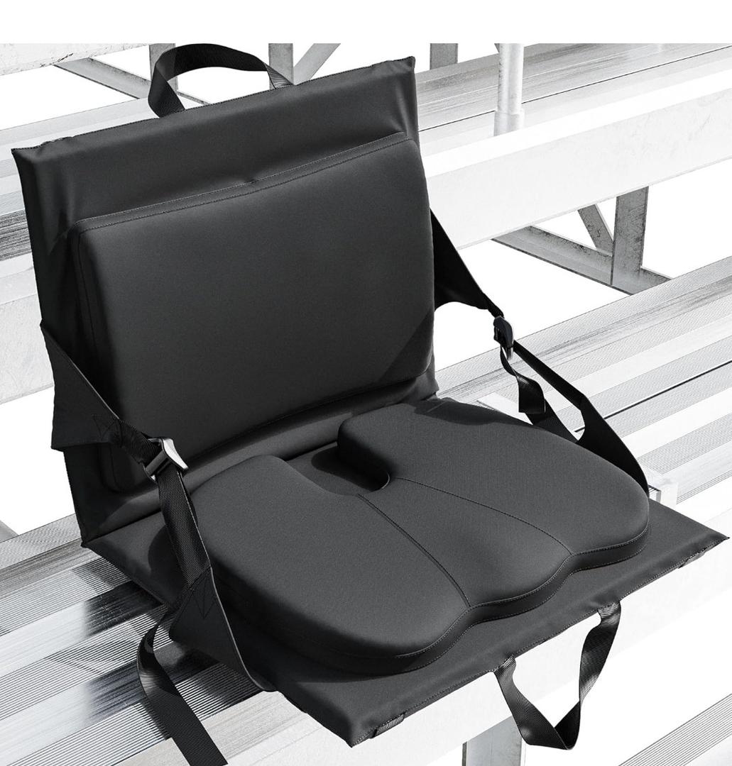 Everlasting Comfort Stadium Seats with Back Support - Adjustable Memory Foam Bleacher Chairs with Back and Cushion, Portable, Easy Folding Stadium Seat Cushion with Storage Pocket