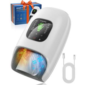 Hand Massager with Heat and Compression, Hot & Cool, Finger Wrist Palm Full Hand Massage for Arthritis and Carpal Tunnel Relief, 9 Modes & 9 Intensities, 4 Heating, Mothers Day Gifts for Women Men