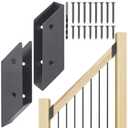 45° Stair Angle Stainless Steel Deck Railing Brackets Connectors for 2"x4" (Actual 1.5"x3.5") Railing Wood Post (8 Pair)