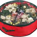 Primode Christmas Wreath Storage Bag 36" | Garland Wreaths Container with Clear Window for Easy Holiday Storage | Durable 600D Oxford Material (Red)