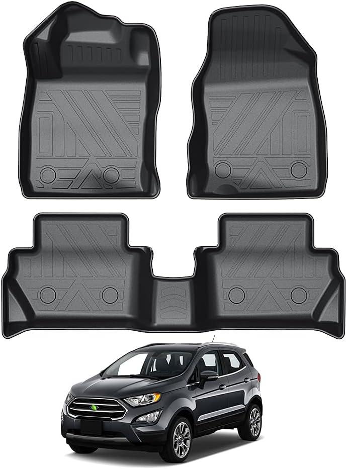 KUST Floor Mats for 2018-2022 Ford EcoSport Accessories, TPE Rubber All Weather Car Mats for EcoSport, Front Rear 2 Row Liners, High Edges, Non-Slip (US Model Only)