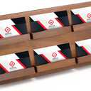Leinuosen 2 Tie Wood Business Card Holder for Desk 6 Slot Multiple Business Card Organizer Desktop Cards Display Stand Storage Detachable for Office Exhibition Meeting Home Men Women, 13 x 6.3 Inch