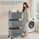 125L Vertical Laundry Hamper with Wheels, 3 Section Large Rolling Laundry Sorter with Detachable Inners, Metal Clothes Hamper Laundry Baskets Organizer for Bathroom, Bedroom, Dorm (Gray)