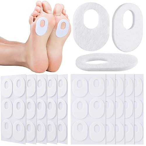 WILLBOND 60 Pcs Callus Pads Soft Felt Callus Oval Shape Corn Pads for Bottom of Foot Adhesive Foot Corn Cushion for Men and Women Feet Toes Heel Pain Relief (White)