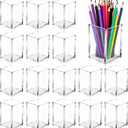 20Pack Clear Acrylic Pen Holder Desktop Pencil Organizer Acrylic Pencil Cup Stationery Office Organizer Makeup Brush Holder
